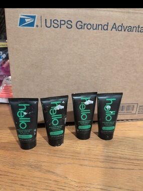 hello Activated Charcoal Travel Toothpaste Tubes - Black & Green (Lot of 4)